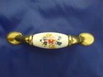 HABP-WF PULLS ANTIQUE BRASS WHITE WITH FLOWERS